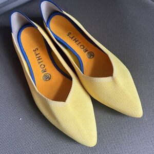 EUC Rothy's Butter Yellow Point Flats, 8.5